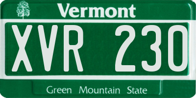 VT license plate XVR230