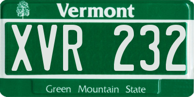 VT license plate XVR232