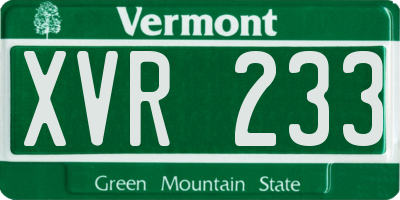 VT license plate XVR233