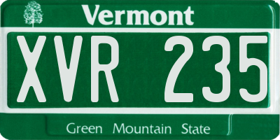 VT license plate XVR235