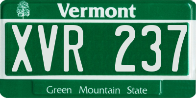 VT license plate XVR237