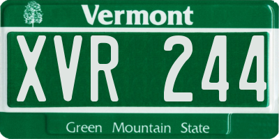 VT license plate XVR244