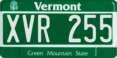 VT license plate XVR255