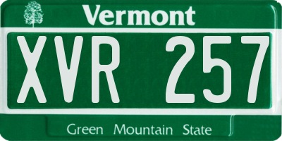 VT license plate XVR257