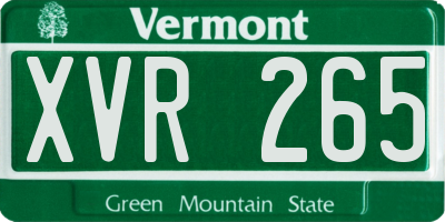 VT license plate XVR265