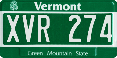 VT license plate XVR274