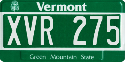 VT license plate XVR275