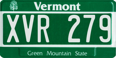 VT license plate XVR279
