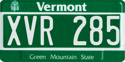 VT license plate XVR285