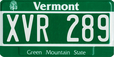 VT license plate XVR289