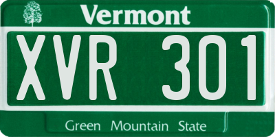 VT license plate XVR301
