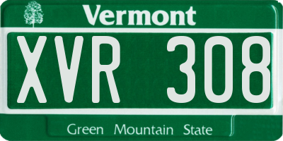 VT license plate XVR308