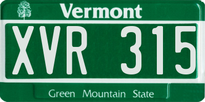VT license plate XVR315