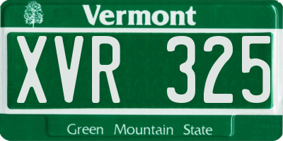 VT license plate XVR325