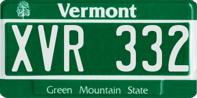 VT license plate XVR332