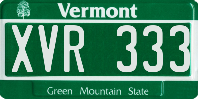 VT license plate XVR333