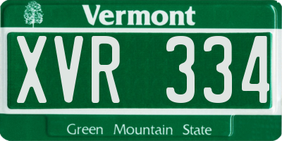 VT license plate XVR334