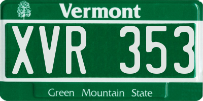 VT license plate XVR353