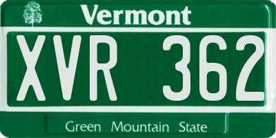 VT license plate XVR362
