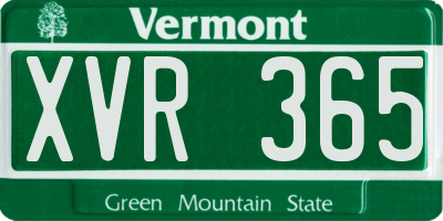 VT license plate XVR365