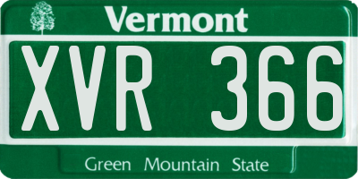 VT license plate XVR366