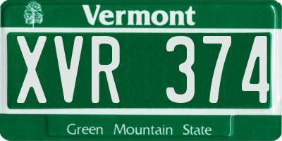VT license plate XVR374