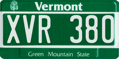VT license plate XVR380