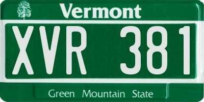 VT license plate XVR381