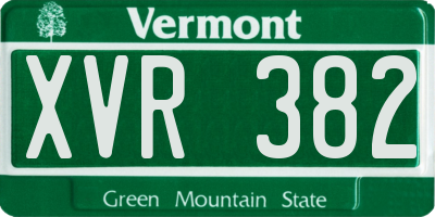 VT license plate XVR382