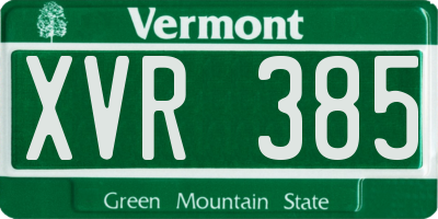 VT license plate XVR385