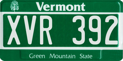 VT license plate XVR392