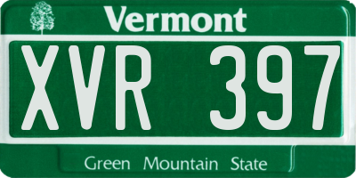 VT license plate XVR397