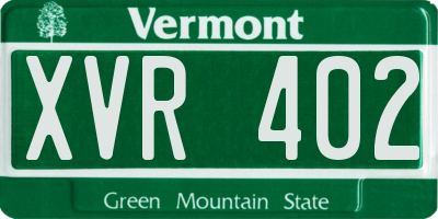 VT license plate XVR402