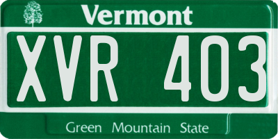 VT license plate XVR403