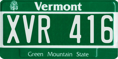 VT license plate XVR416