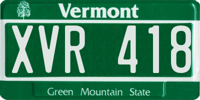 VT license plate XVR418
