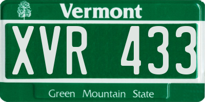VT license plate XVR433