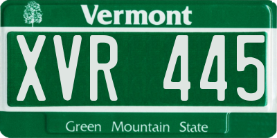 VT license plate XVR445