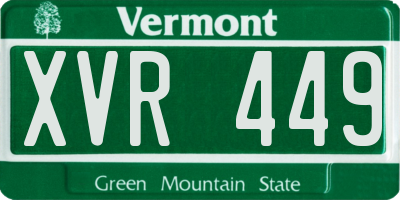 VT license plate XVR449
