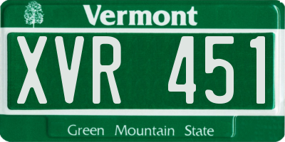 VT license plate XVR451