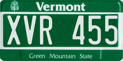 VT license plate XVR455
