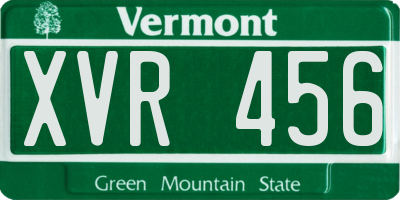 VT license plate XVR456