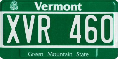 VT license plate XVR460