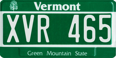 VT license plate XVR465