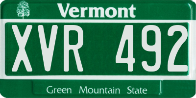 VT license plate XVR492