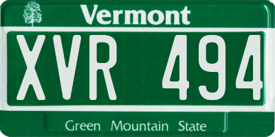 VT license plate XVR494