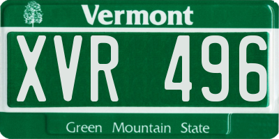 VT license plate XVR496