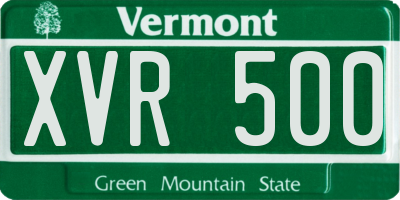 VT license plate XVR500