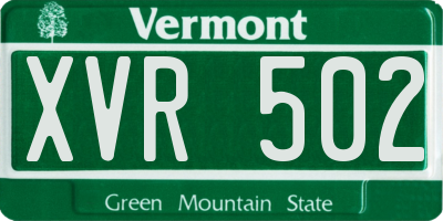 VT license plate XVR502