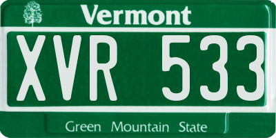 VT license plate XVR533